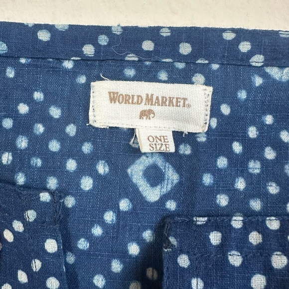 NWOT World Market Indigo Printed Cotton Caftan Dress - Picture 2 of 9
